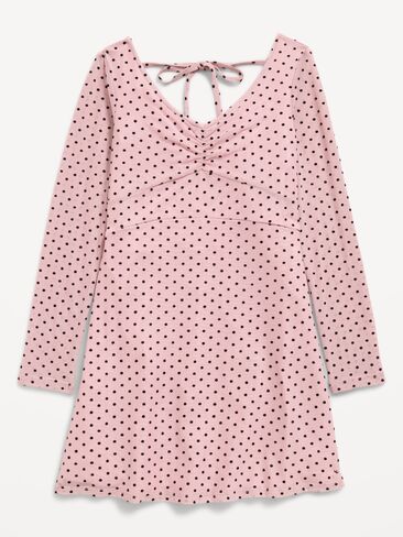 Old Navy Fit and Flare Polka-Dot Mesh Dress for Girls - Pink Dots in Kuwait