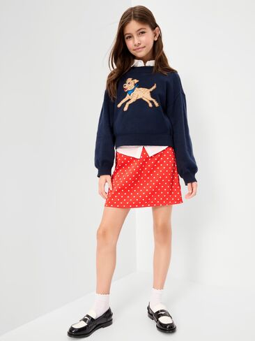 Old Navy Printed Satin Skirt for Girls - Red Polka Dots in Kuwait
