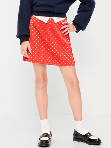 Old Navy Printed Satin Skirt for Girls - Red Polka Dots in Kuwait