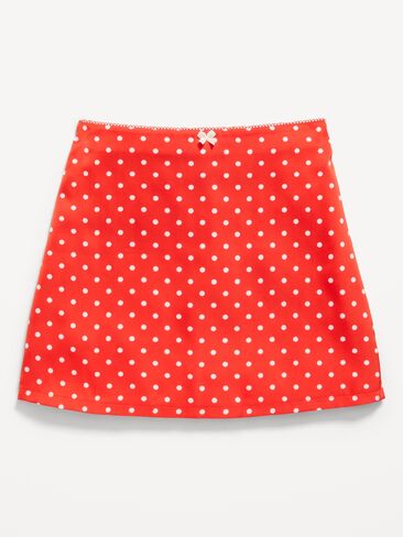 Old Navy Printed Satin Skirt for Girls - Red Polka Dots in Kuwait