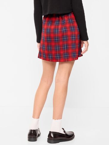 Old Navy Plaid Satin Skirt for Girls - Red/Green Bias Plaid in Kuwait