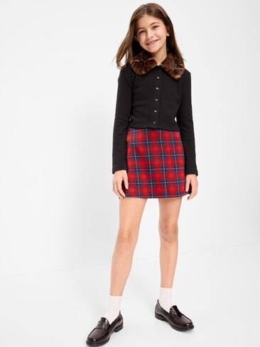 Old Navy Plaid Satin Skirt for Girls - Red/Green Bias Plaid in Kuwait
