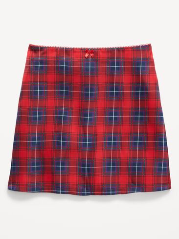 Old Navy Plaid Satin Skirt for Girls - Red/Green Bias Plaid in Kuwait