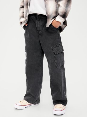 Old Navy Super Baggy Cargo Jeans for Boys - Washed Black in Kuwait