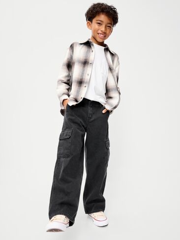 Old Navy Super Baggy Cargo Jeans for Boys - Washed Black in Kuwait