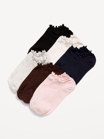 Old Navy Ruffled Ankle Sock 6-Pack for Women - Neutral in Kuwait