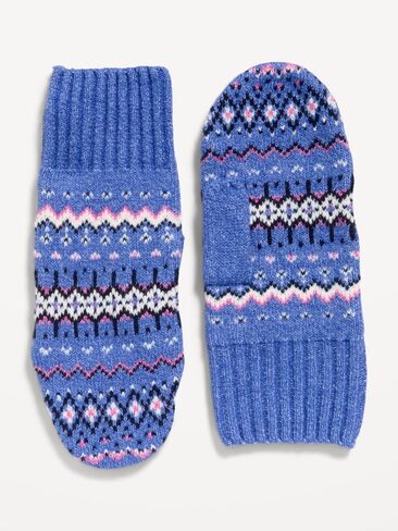 Old Navy Fair Isle Mittens for Women - Blue in Kuwait