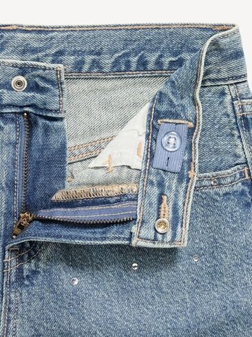 Old Navy High-Waisted Baggy Rhinestone Wide-Leg Jeans for Girls - Light Wash (Rhinestones) in Kuwait