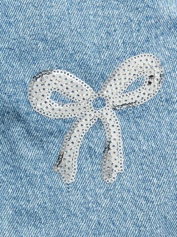 Old Navy High-Waisted Baggy Embellished Wide-Leg Jeans for Girls - Light Wash (Shiny Bows) in Kuwait
