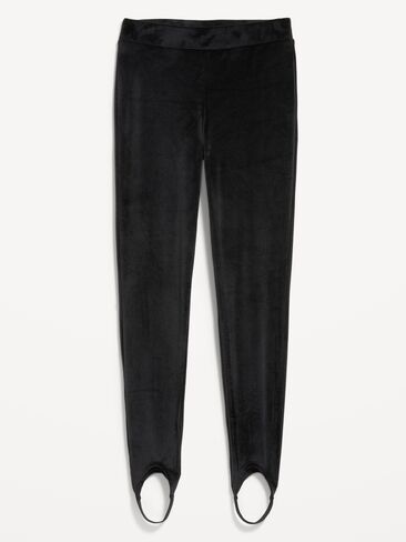 Old Navy High-Waisted Velour Stirrup Leggings for Women - Light Black Heather in Kuwait
