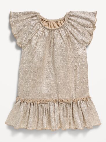 Old Navy Flutter-Sleeve Metallic Swing Dress for Baby - Golden Hour in Kuwait