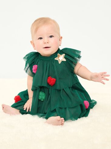 Old Navy Short-Sleeve Embroidered Tulle Tiered Dress for Baby - Christmas Tree in Kuwait