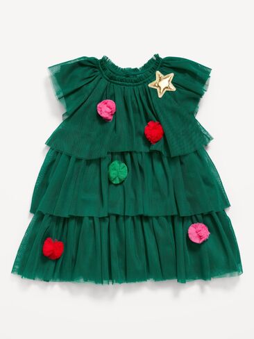 Old Navy Short-Sleeve Embroidered Tulle Tiered Dress for Baby - Christmas Tree in Kuwait