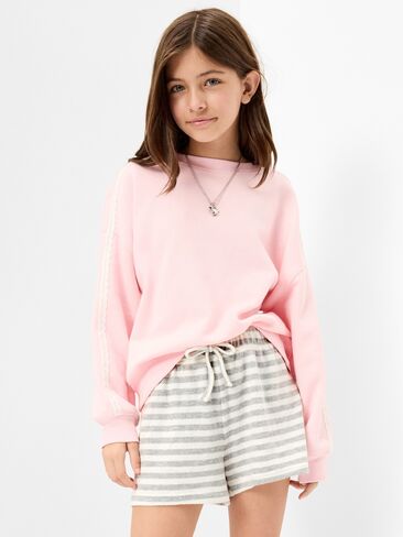 Old Navy Printed Jersey-Knit Shorts for Girls - Gray Stripe in Kuwait