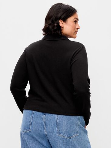 Old Navy Long-Sleeve Brushed-Jersey Polo Top - Black Jack in Kuwait