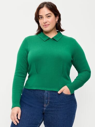 Old Navy Long-Sleeve Brushed-Jersey Polo Top - Rainforest Jewel in Kuwait