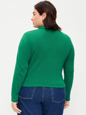 Old Navy Long-Sleeve Brushed-Jersey Polo Top - Rainforest Jewel in Kuwait