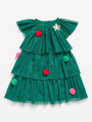 Old Navy Short-Sleeve Tulle Tiered Dress for Toddler Girls - Victorian Jade in Kuwait