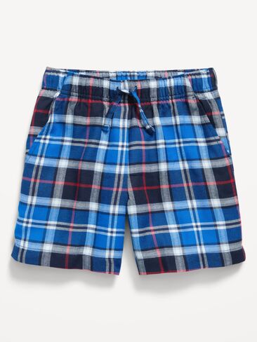 Old Navy Plaid Flannel Pajama Shorts for Boys - Blue Plaid in Kuwait