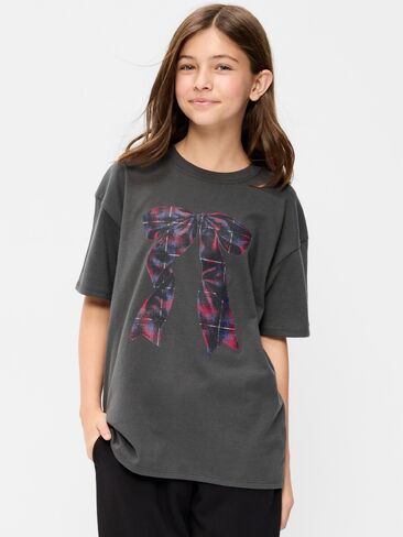 Old Navy Oversized Short-Sleeve Graphic Tunic T-Shirt for Girls - Panther in Kuwait