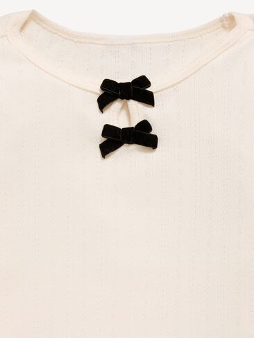 Old Navy Long-Sleeve Bow-Front Pointelle-Knit Top for Toddler Girls - Creme De La Creme in Kuwait
