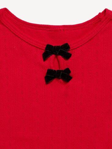 Old Navy Long-Sleeve Bow-Front Pointelle-Knit Top for Toddler Girls - Robbie Red in Kuwait