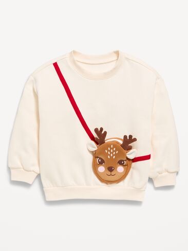 Old Navy Oversized Sweatshirt with Built-In Purse for Toddler Girls - Reindeer in Kuwait