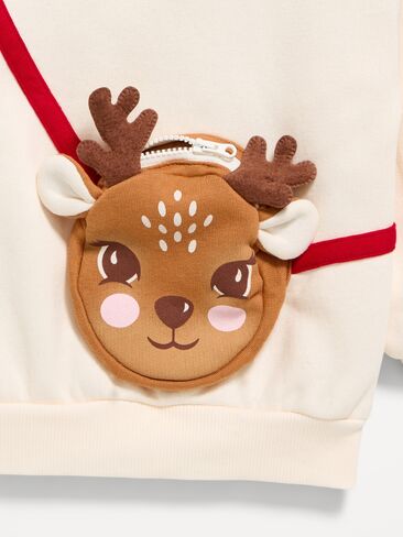 Old Navy Oversized Sweatshirt with Built-In Purse for Toddler Girls - Reindeer in Kuwait