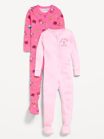 Old Navy Snug-Fit 2-Way-Zip Pajama One-Piece 2-Pack for Toddler & Baby - Pink in Kuwait