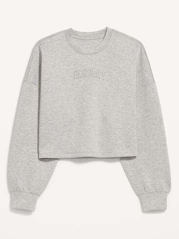 Old Navy Bounce Fleece Logo Graphic Cropped Sweatshirt - Heather Gray in Kuwait