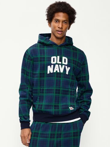 Old Navy Plaid Logo Graphic Pullover Hoodie - Obscure Night in Kuwait