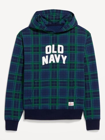 Old Navy Plaid Logo Graphic Pullover Hoodie - Obscure Night in Kuwait