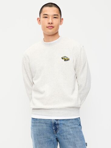 Old Navy Oversized Logo Graphic Crew-Neck Sweatshirt - Heather Light Gray in Kuwait