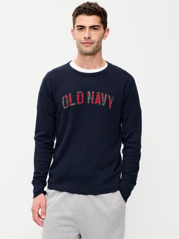 Old Navy Logo Graphic Crew-Neck Waffle T-Shirt - In the Navy in Kuwait