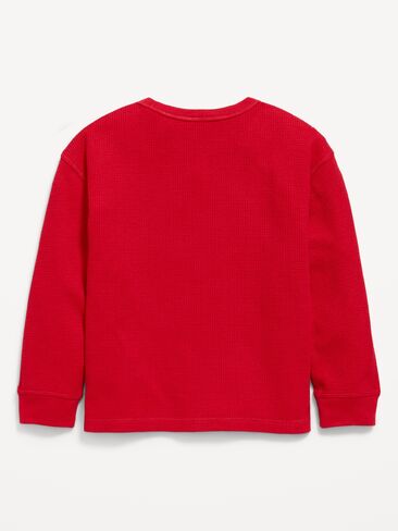 Old Navy Long-Sleeve Waffle-Knit Logo Graphic T-Shirt for Toddler Boys - Robbie Red in Kuwait