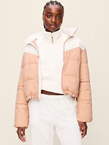 Old Navy Water-Resistant Color-Block Puffer Jacket - Tiramisu in Kuwait