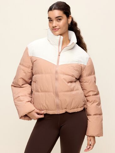 Old Navy Water-Resistant Color-Block Puffer Jacket - Tiramisu in Kuwait