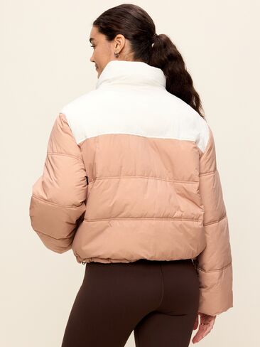 Old Navy Water-Resistant Color-Block Puffer Jacket - Tiramisu in Kuwait
