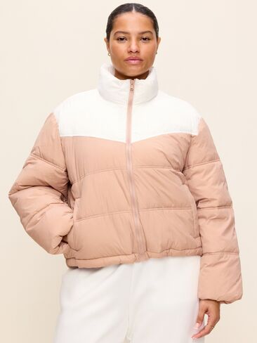 Old Navy Water-Resistant Color-Block Puffer Jacket - Tiramisu in Kuwait