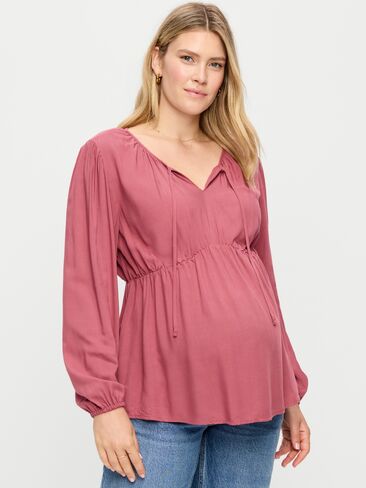 Old Navy Maternity Ruched Tie-Neck Swing Top - ISLAND FLOWER in Kuwait