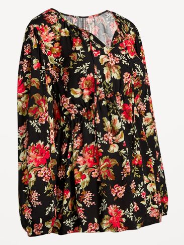Old Navy Maternity Ruched Tie-Neck Swing Top - Multi-Floral Top in Kuwait