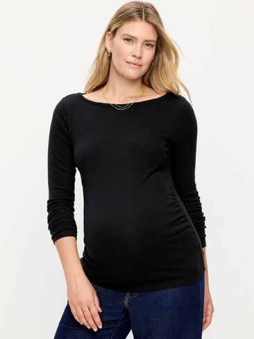 Old Navy Maternity Snug Long-Sleeve Boatneck T-Shirt - Black Jack in Kuwait
