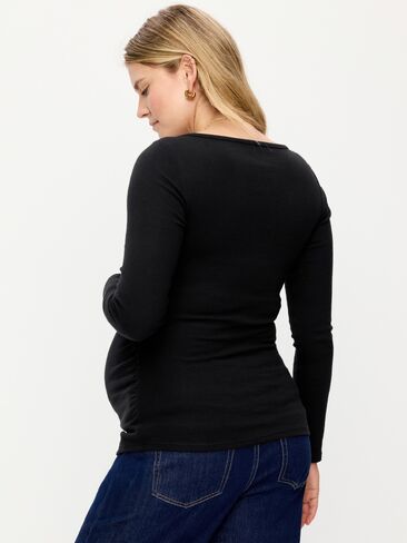Old Navy Maternity Snug Long-Sleeve Boatneck T-Shirt - Black Jack in Kuwait