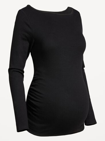 Old Navy Maternity Snug Long-Sleeve Boatneck T-Shirt - Black Jack in Kuwait