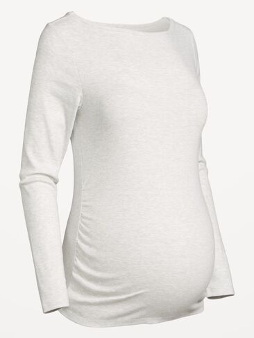 Old Navy Maternity Snug Long-Sleeve Boatneck T-Shirt - Light Gray Heather in Kuwait