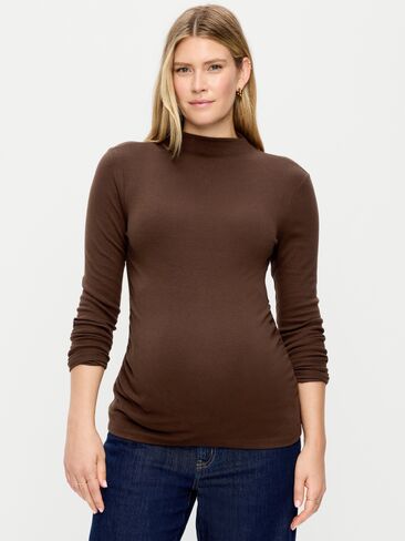 Old Navy Maternity Mock-Neck Long-Sleeve T-Shirt - Earthen in Kuwait