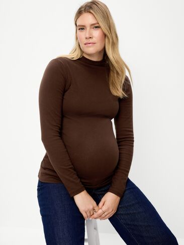 Old Navy Maternity Mock-Neck Long-Sleeve T-Shirt - Earthen in Kuwait