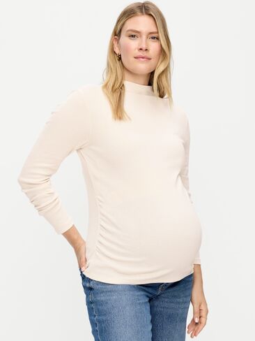 Old Navy Maternity Mock-Neck Long-Sleeve T-Shirt - Wish Bone in Kuwait