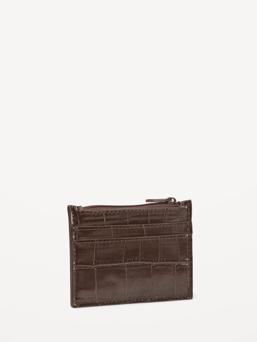 Old Navy Croc-Embossed Card Holder - Chocolate in Kuwait