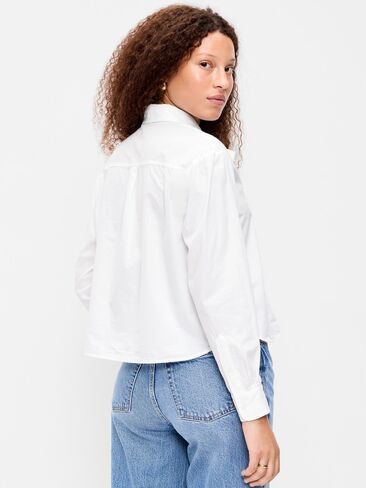 Old Navy Long-Sleeve Tie-Neck Button-Down Shirt - Calla Lily in Kuwait
